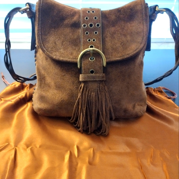 COACH Vintage Rare Brown Suede Fringe Saddlebag Crossbody Nwot 5484 Limited Edit - Picture 16 of 16